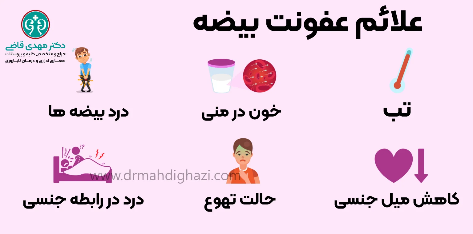 دکتر قاضی- علائم عفونت بیضه